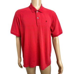Izod Men’s Red Polo Shirt XL Short Sleeve Cotton Logo 2-Button Rib Casual Preppy
